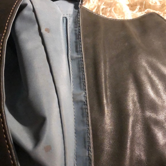 Vintage Cole Haan Paige Fog Leather Barrel Purse - Picture 12 of 16